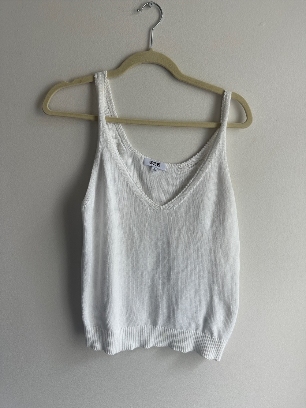 525 America White V-Neck Knit Tank